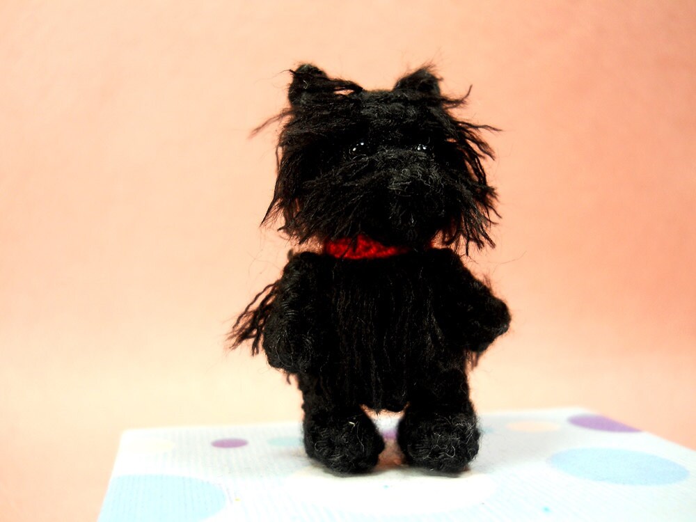 Black Cairn Terrier - Crochet Miniature Dog Stuffed Animals - Made To Order