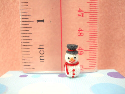 Micro Snowman in Dome Pendant - Miniature Crochet Amigurumi Tiny doll - Made To Order