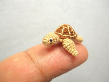 Micro Mini Sea Turtle - Amigurumi Crochet Miniature Tiny Stuffed Animal - Made To Order