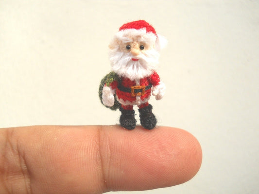 Miniature Santa Claus - Micro Amigurumi Crochet Tiny Doll - Made To Order
