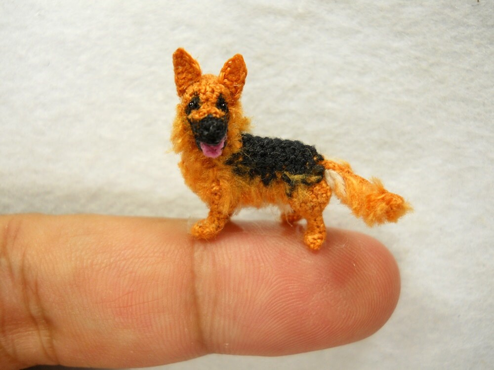 German Shepherd - Tiny Crochet Miniature Dog Stuffed Animals - Made To Order