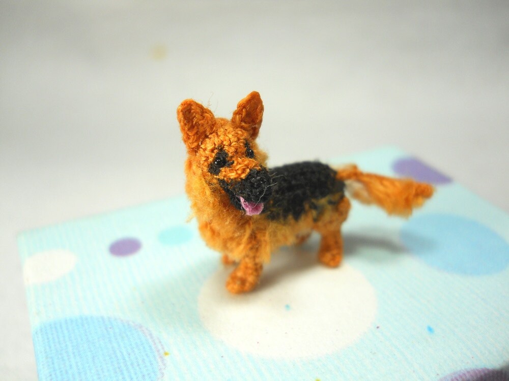 German Shepherd - Tiny Crochet Miniature Dog Stuffed Animals - Made To Order