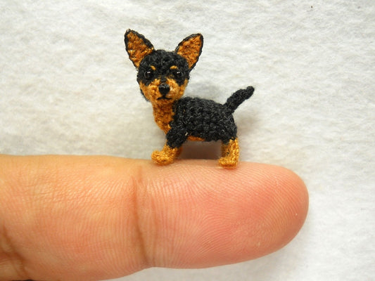 Black Tan Chihuahua Dog - Amigurumi Crochet Tiny Dog Stuff Animal - Made to Order