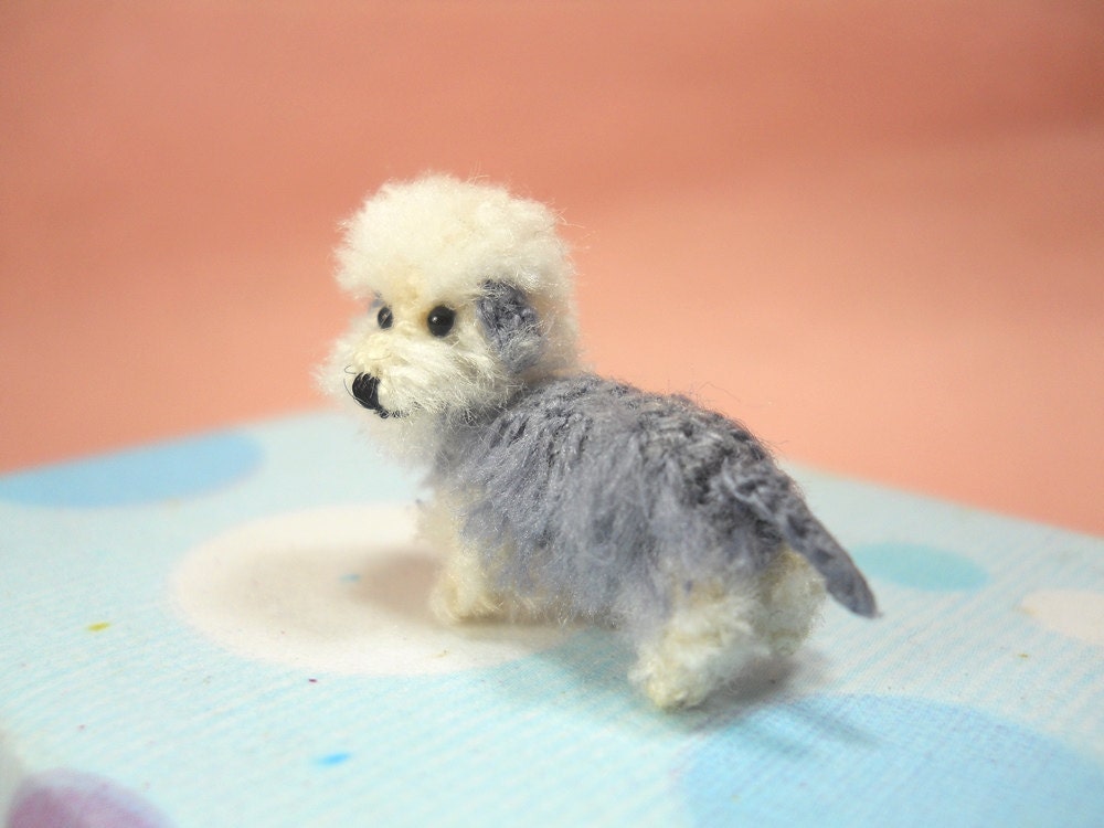 Pepper Dandie Dinmont Terrier - Tiny Crochet Miniature Dog Stuffed Animals - Made To Order