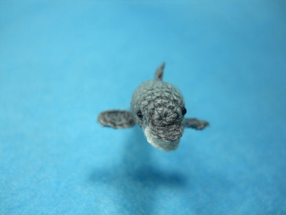 Miniature Grey Dolphin - Tiny Crochet Micro Whale Stuffed Animal - Made to Order