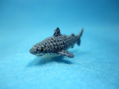 Miniature Shark - Tiny Crochet Micro Amigurumi Stuffed Animal - Made to Order