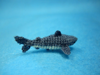 Miniature Shark - Tiny Crochet Micro Amigurumi Stuffed Animal - Made to Order