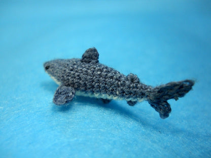 Miniature Shark - Tiny Crochet Micro Amigurumi Stuffed Animal - Made to Order