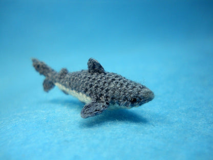 Miniature Shark - Tiny Crochet Micro Amigurumi Stuffed Animal - Made to Order