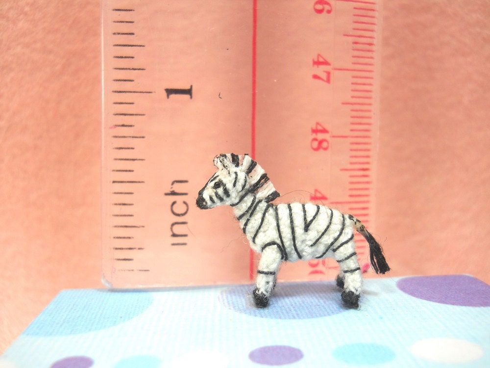 Miniature Zebra Horse - Micro Amigurumi Miniature Crochet Tiny Stuffed Animal - Made To Order