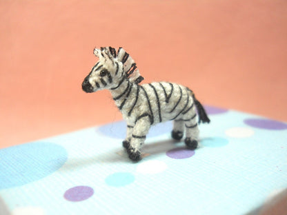 Miniature Zebra Horse - Micro Amigurumi Miniature Crochet Tiny Stuffed Animal - Made To Order