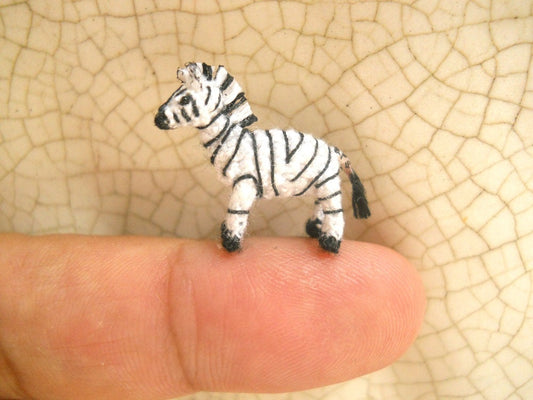 Miniature Zebra Horse - Micro Amigurumi Miniature Crochet Tiny Stuffed Animal - Made To Order