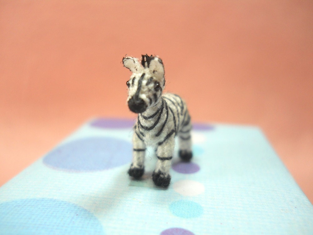 Miniature Zebra Horse - Micro Amigurumi Miniature Crochet Tiny Stuffed Animal - Made To Order