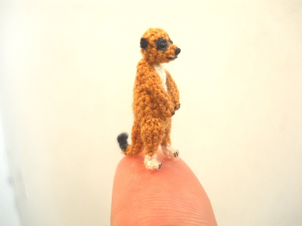 Micro Mini Meerkat - Miniature Crochet Amigurumi  Animal - Made To Order