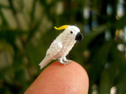 Sulphur-crested cockatoo - Micro Amigurumi Miniature Crochet Bird Stuffed Animal - Made To Order