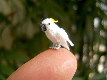 Sulphur-crested cockatoo - Micro Amigurumi Miniature Crochet Bird Stuffed Animal - Made To Order