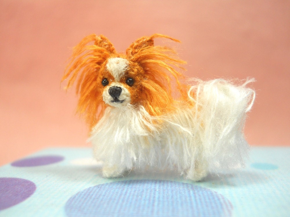 Miniature Papillon - Tiny Crochet Miniature Dog Stuffed Animals - Made To Order