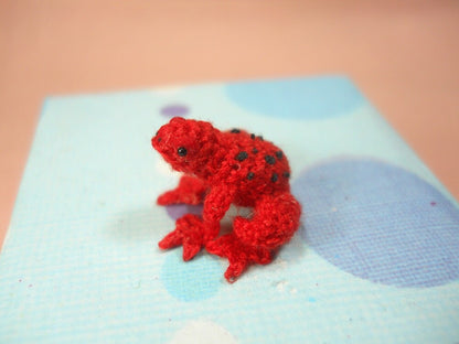 Red Frog - Micro Crochet Miniature Tiny Stuffed Animals - Made To Order