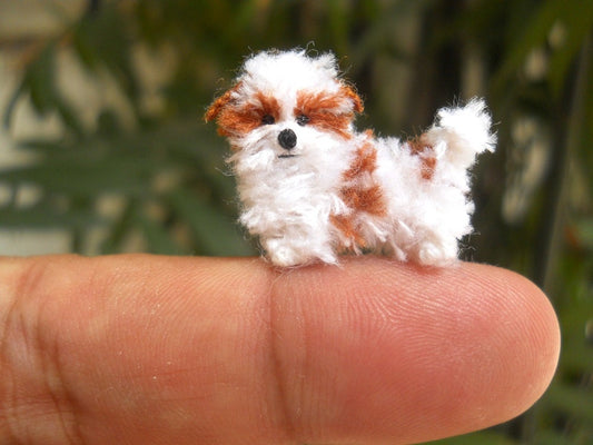 Miniature Shi Tzu - Tiny Crochet Miniature Dog Stuffed Animals - Made To Order