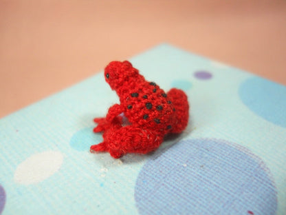 Red Frog - Micro Crochet Miniature Tiny Stuffed Animals - Made To Order