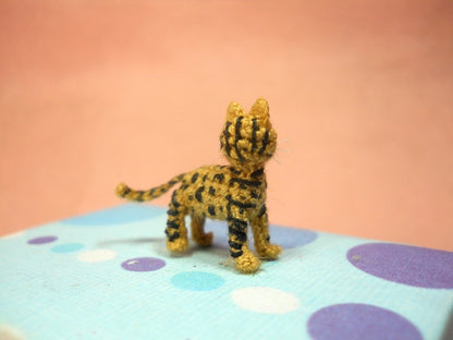 Micro Miniature Bengal Cat - Tiny Crochet Miniature Cat Amigurumi - Made to Order