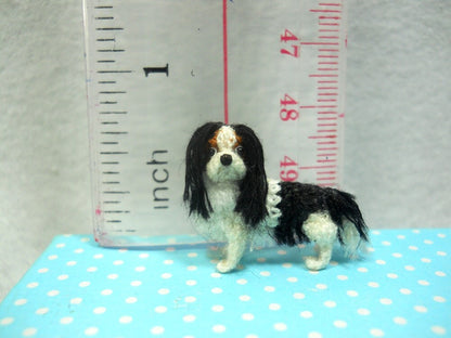 Tricolor Cavalier King Charles Spaniel - Tiny Crochet Miniature Dog Stuffed Animals - Made To Order