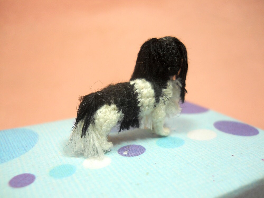 Tricolor Cavalier King Charles Spaniel - Tiny Crochet Miniature Dog Stuffed Animals - Made To Order