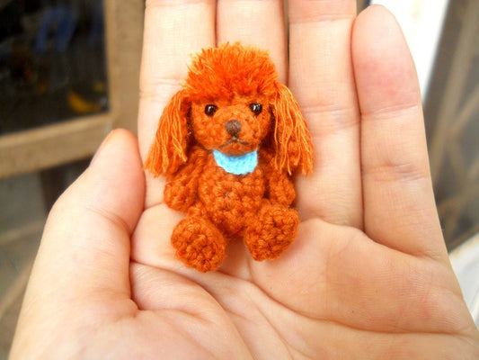 Mini Red Poodle - Crochet Miniature Dog Stuffed Animals - Made To Order