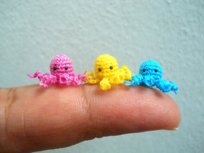 Micro Octopus Stuffed Animal- Tiny Crochet Mini Amigurumi Stuffed Animal - Made to Order