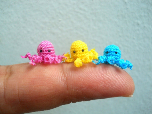Micro Octopus Stuffed Animal- Tiny Crochet Mini Amigurumi Stuffed Animal - Made to Order