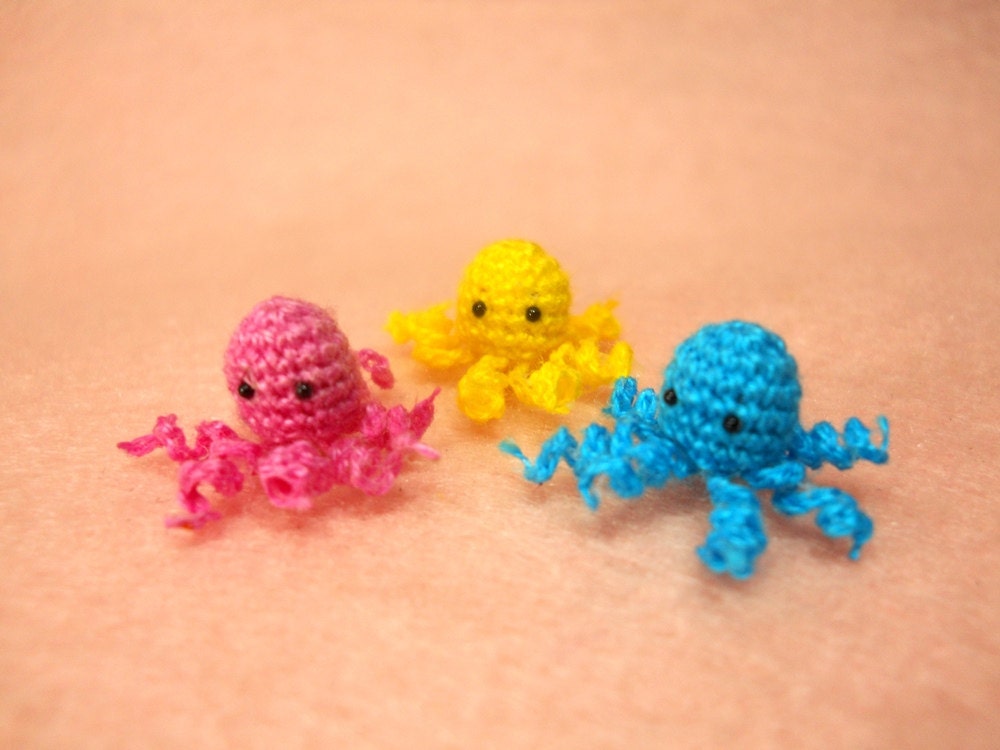 Micro Octopus Stuffed Animal- Tiny Crochet Mini Amigurumi Stuffed Animal - Made to Order