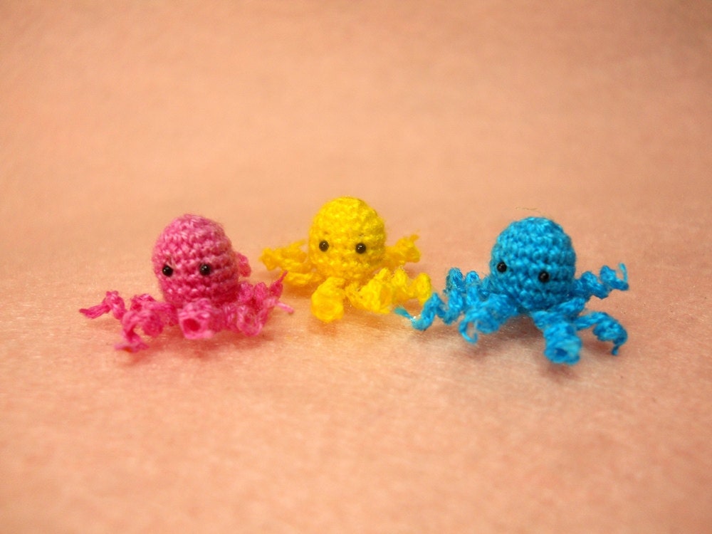 Micro Octopus Stuffed Animal- Tiny Crochet Mini Amigurumi Stuffed Animal - Made to Order