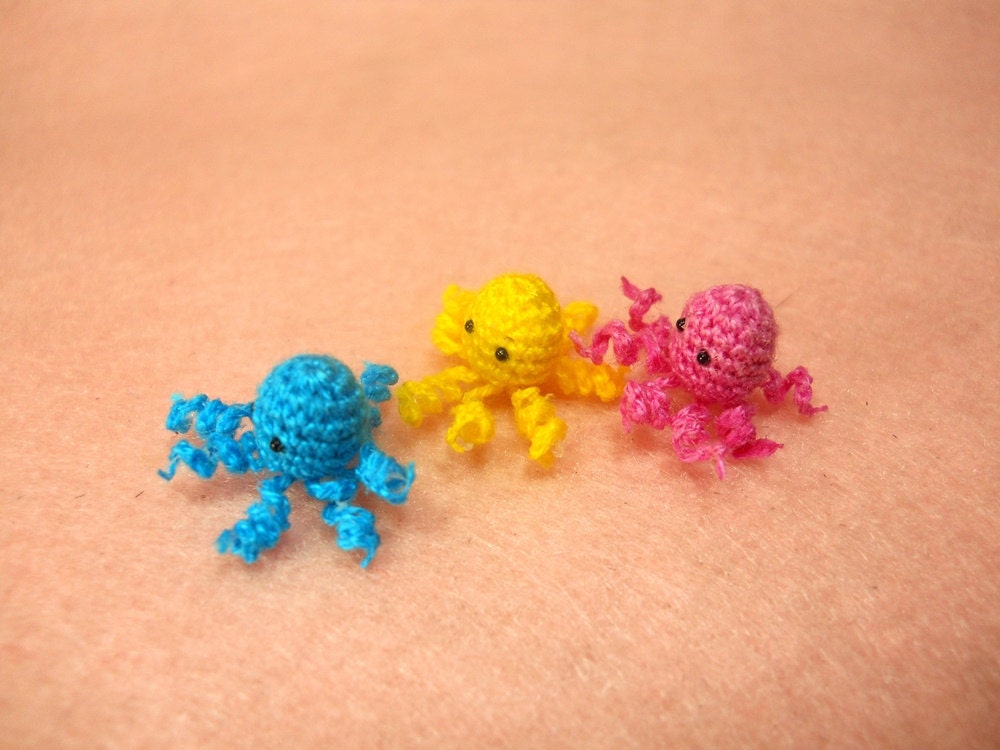 Micro Octopus Stuffed Animal- Tiny Crochet Mini Amigurumi Stuffed Animal - Made to Order