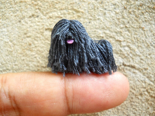 Miniature Black Puli - Tiny Crochet Miniature Dog Stuffed Animals - Made To Order