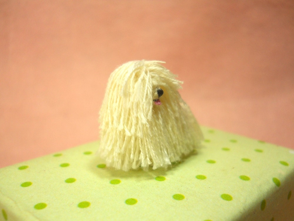 Miniature White Puli - Tiny Crochet Miniature Dog Stuffed Animals - Made To Order