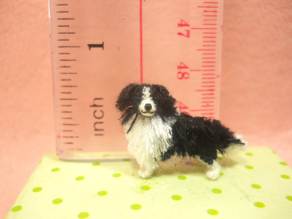 Border Collie - Tiny Crochet Miniature Dog Stuffed Animals - Made To Order