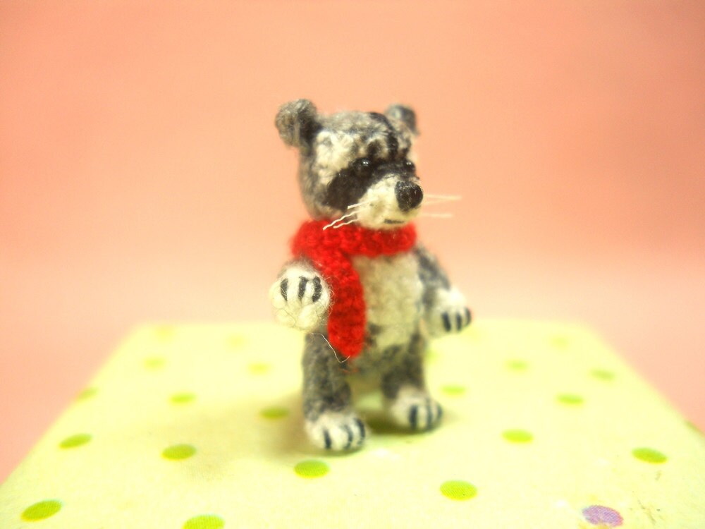 Miniature Raccoon - Micro Crochet Miniature Stuffed Animal - Made To Order