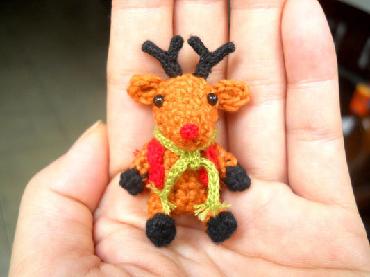 Mini Reindeer - Crochet Miniature Stuffed Animals - Made To Order