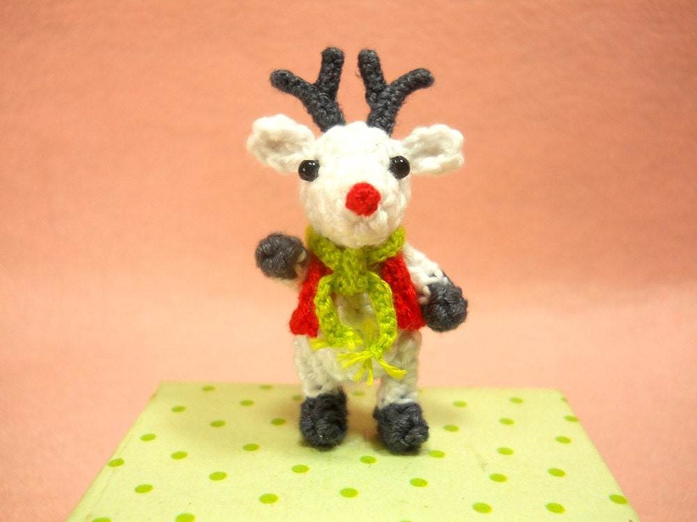 Mini Crochet Reindeer - Amigurumi Miniature Stuffed Animals - Made To Order