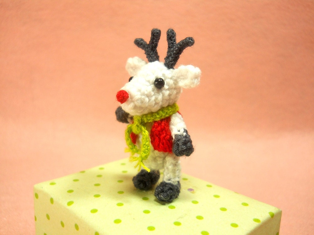 Mini Crochet Reindeer - Amigurumi Miniature Stuffed Animals - Made To Order