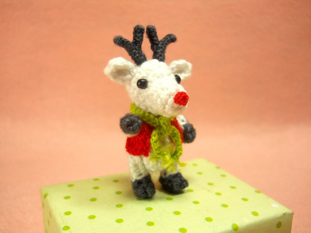 Mini Crochet Reindeer - Amigurumi Miniature Stuffed Animals - Made To Order