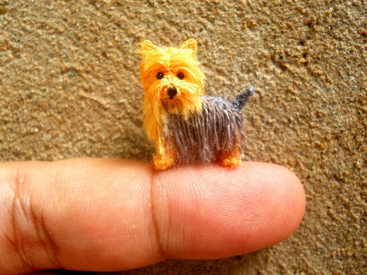 Miniature Yorkshire Terrier - Tiny Crochet Miniature Dog Stuffed Animals - Made To Order