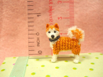 Miniature Akita  - Tiny Crochet Mini Amigurumi Dog Stuff Animal - Made To Order