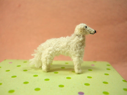 Mini White Borzoi - Micro Crochet Miniature Dog Stuffed Animals - Made To Order