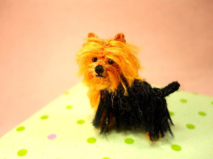 Mini Yorkshire Terrier - Tiny Crochet Miniature Dog Stuffed Animals - Made To Order