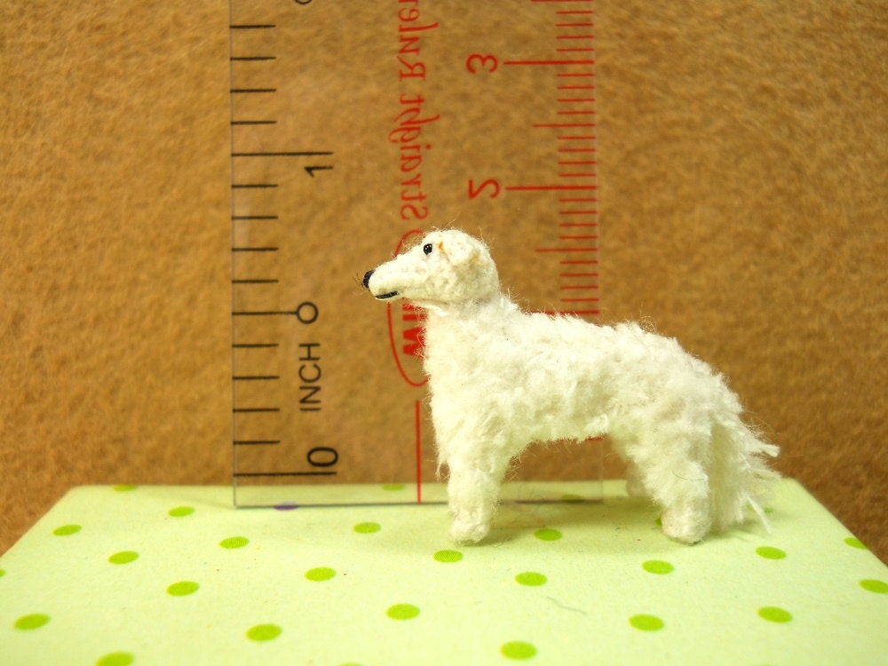 Mini White Borzoi - Micro Crochet Miniature Dog Stuffed Animals - Made To Order