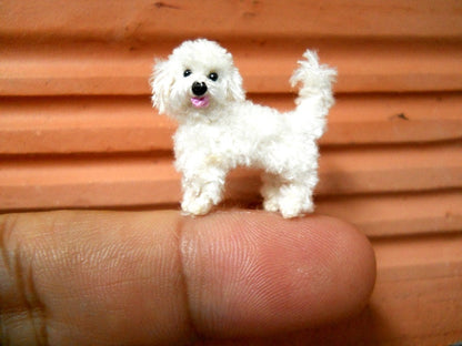 White Labradoodle - Tiny Crochet Miniature Dog Stuffed Animals - Made To Order