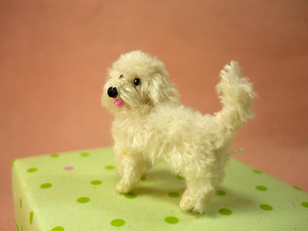 White Labradoodle - Tiny Crochet Miniature Dog Stuffed Animals - Made To Order