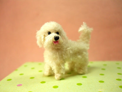 White Labradoodle - Tiny Crochet Miniature Dog Stuffed Animals - Made To Order