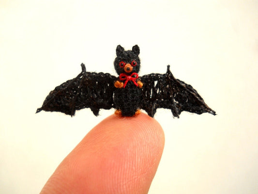 Micro Mini Bat - Miniature Amigurumi Bat Stuffed Animal - Made To Order